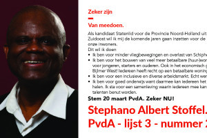 Flyer Stephano Stoffel – Provinciale Staten van Noord-Holland